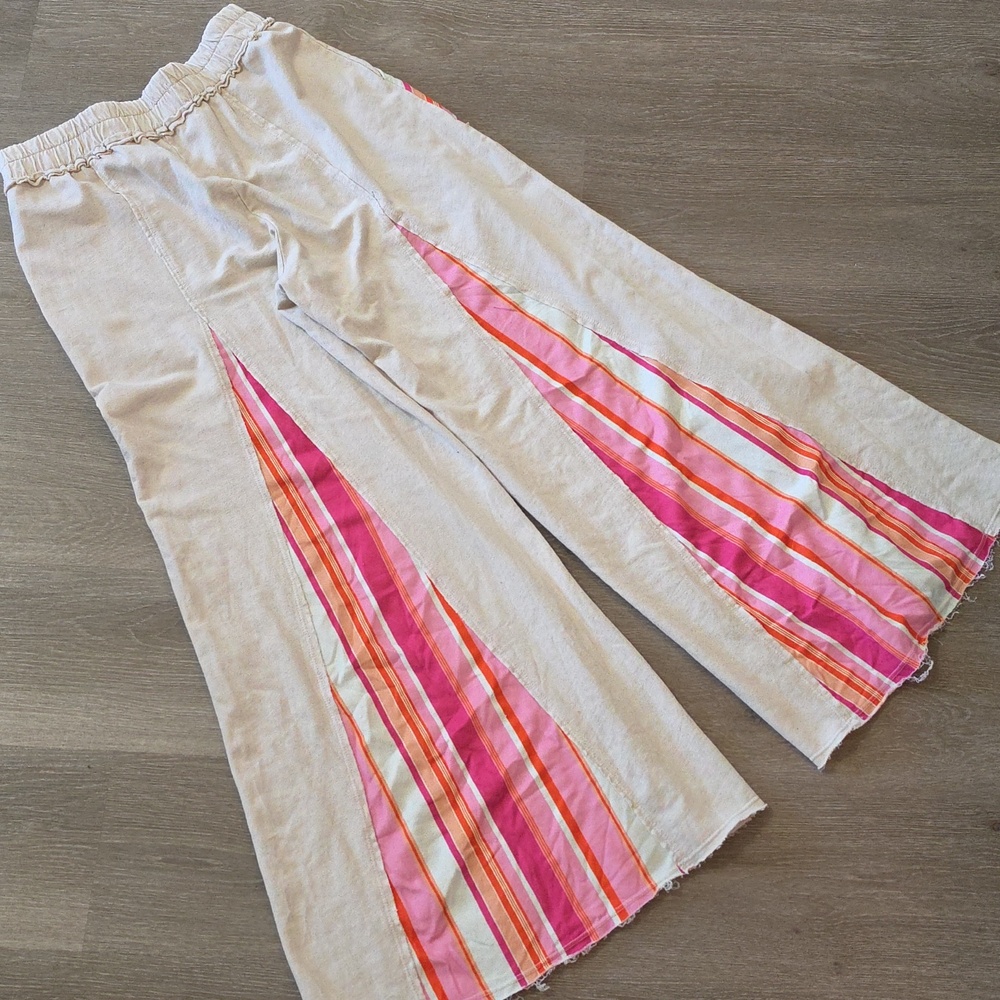 Take A Walk With Me Natural Mineral Wash Striped Detail Flare Pants - Picture 5 of 5